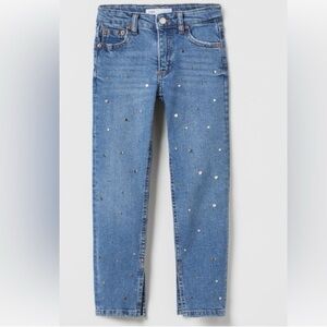 Zara girls size 8 Embellished straight leg Jeans denim